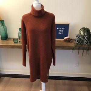 Rust turtleneck sweater dress